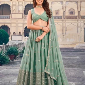 Kwedini Women's Embroidery Lehenga Choli Set with Dupatta