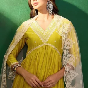 Sangria Embroidered Anarkali Kurta & Trousers with Dupatta