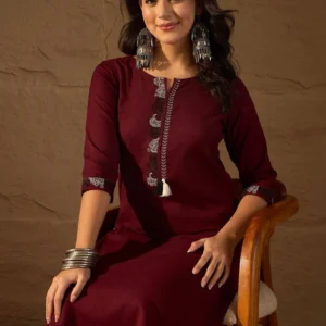 Anouk Women's Ethnic Motifs Embroidered Thread Work Kurta