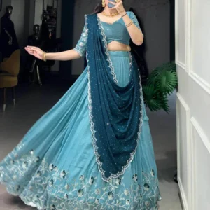 Women's Embroidered Lehenga Choli Set with Dupatta